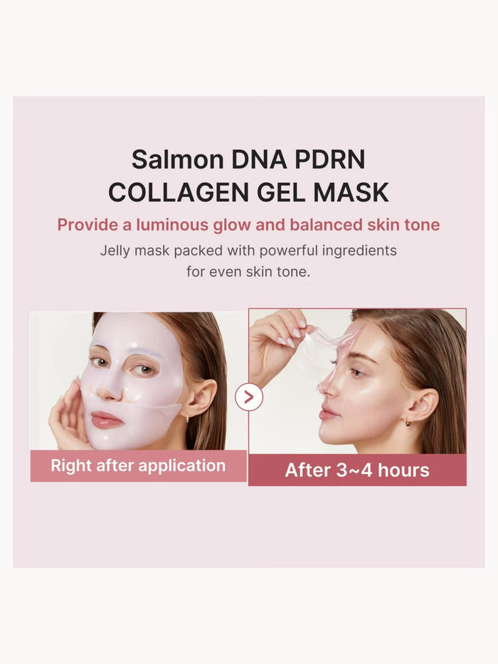 Medicube PDRN Pink Collagen Gel Mask pack with four soothing, pink skincare masks for hydration and skin renewal.