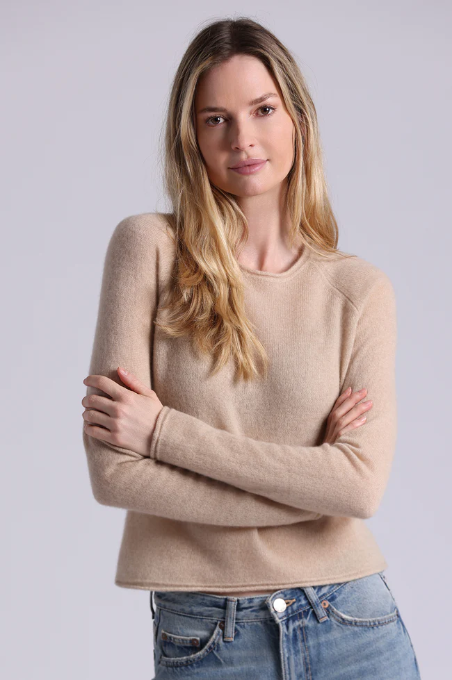 Minnie Rose Raglan Crew with Rolled Trims