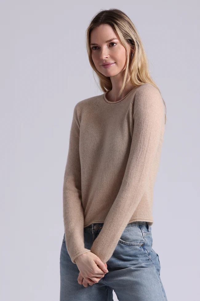 Minnie Rose Raglan Crew with Rolled Trims
