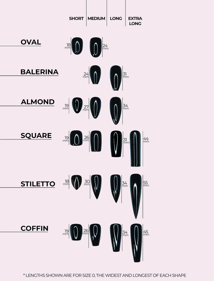 Press-on nail shape and length guide