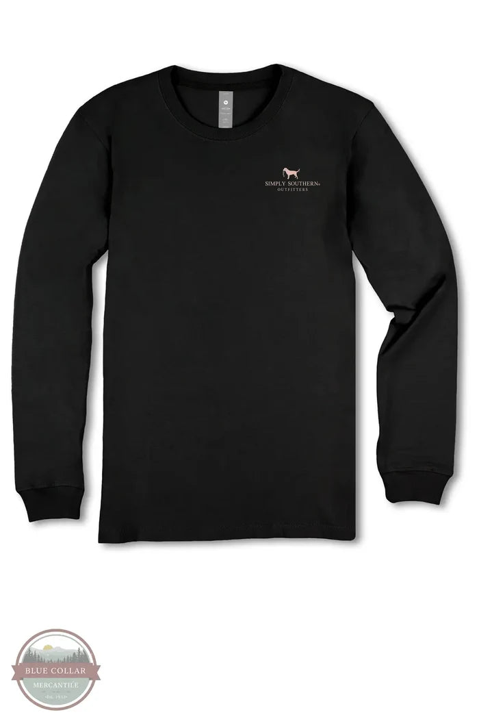 Simply Southern MN-LS-SWAMPDOG-BLK Swamp Dog Long Sleeve Shirt front shirt view with branding imprint