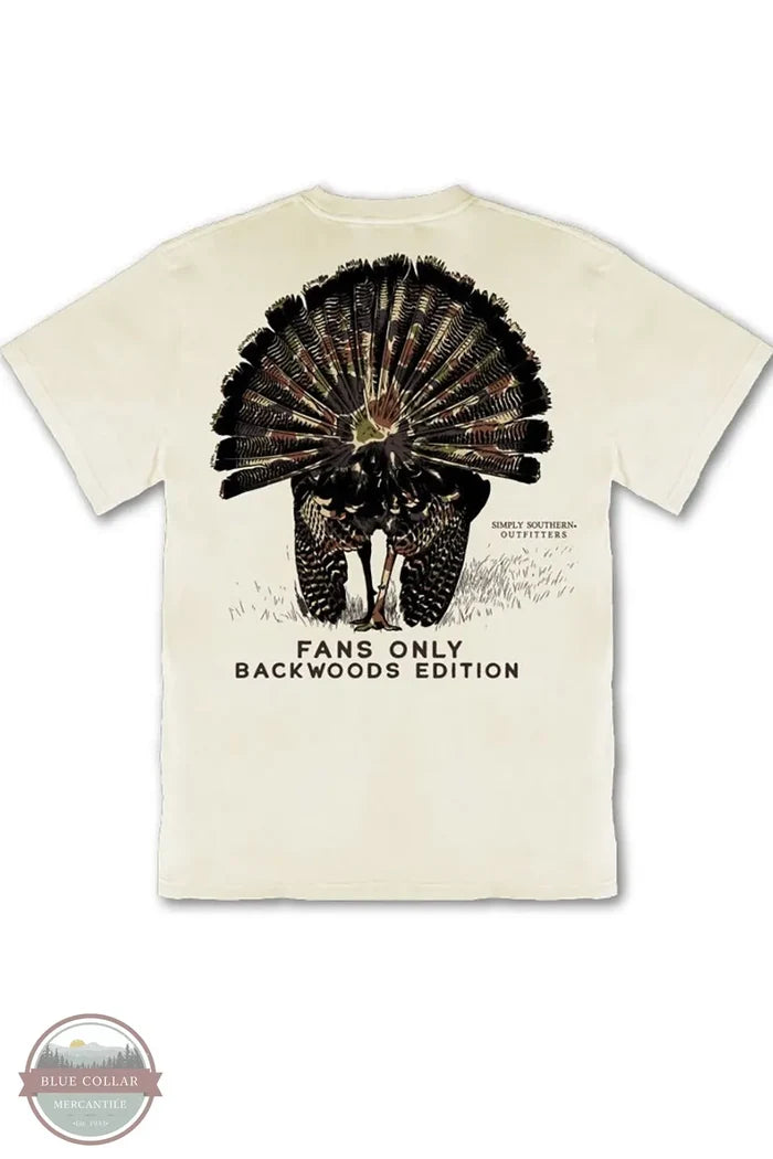 Simply Southern MN-MINWASH-ONLY-BONE Men's "Fan's Only" Backwoods Edition T-Shirt back imprint image