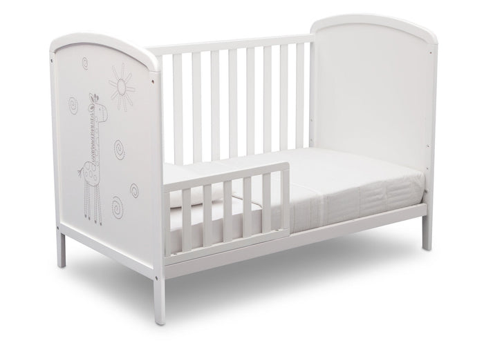 Delta Children, Bianca With Animal Motif (1303), Modbaby 3-in-1 Crib, angled toddler bed conversion, a5a