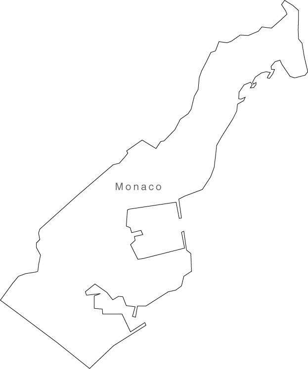 Digital Black & White Monaco map in Adobe Illustrator EPS vector format