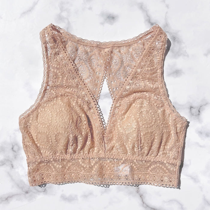 Moroccan Back Style Long Bralette | Pink Brown