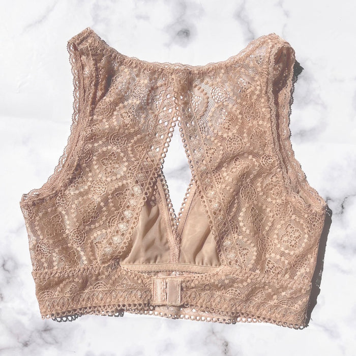 Moroccan Back Style Long Bralette | Pink Brown