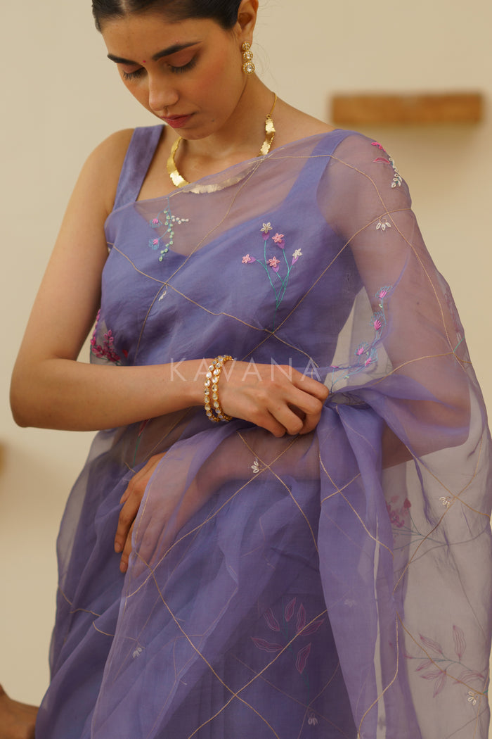 Naher Organza Linen Sari
