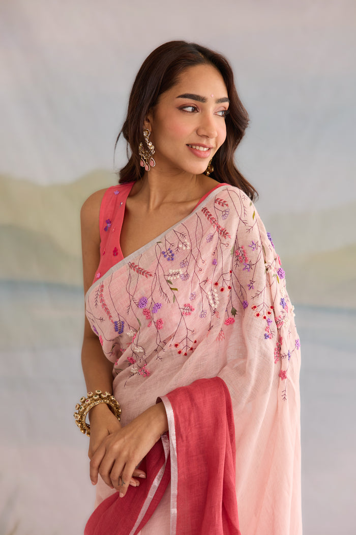 Nakshar Linen Sari