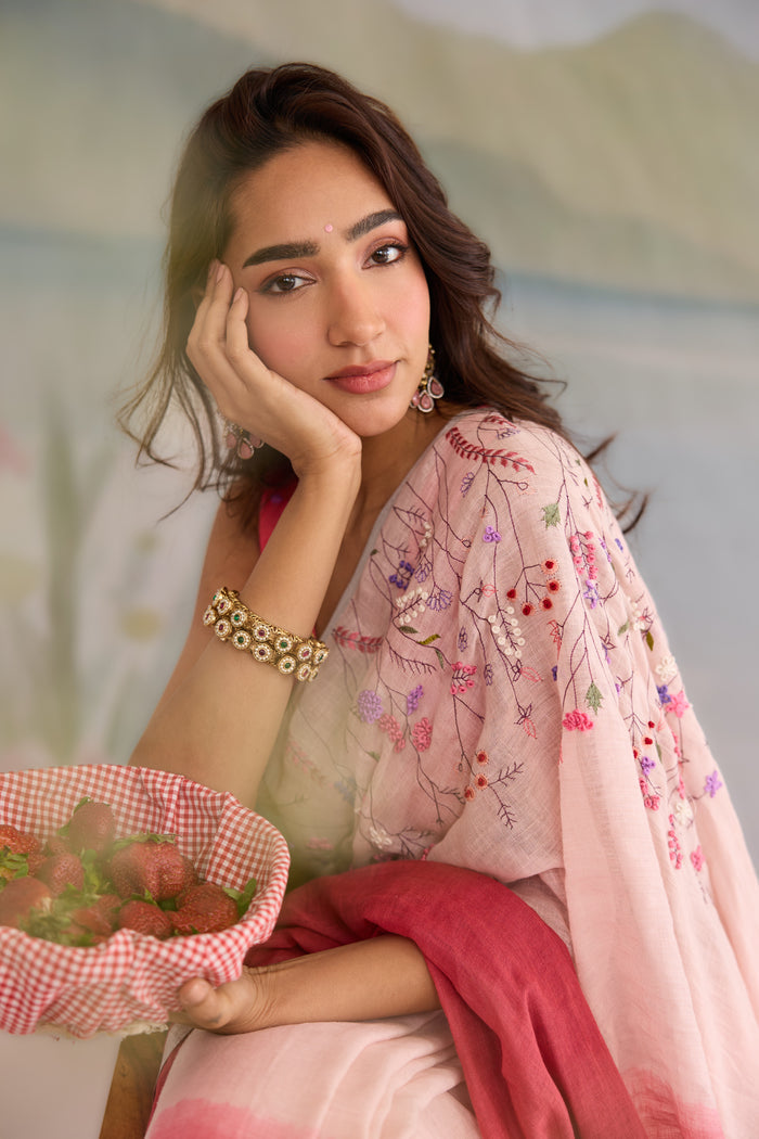 Nakshar Linen Sari