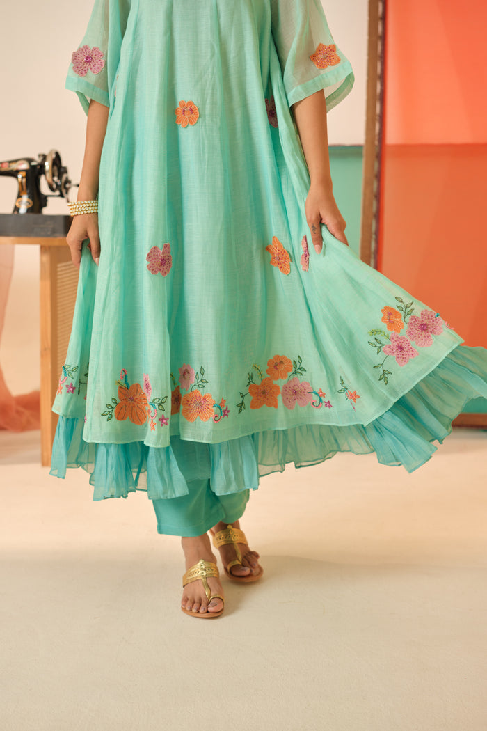Neel Baag Chanderi Kurta Set