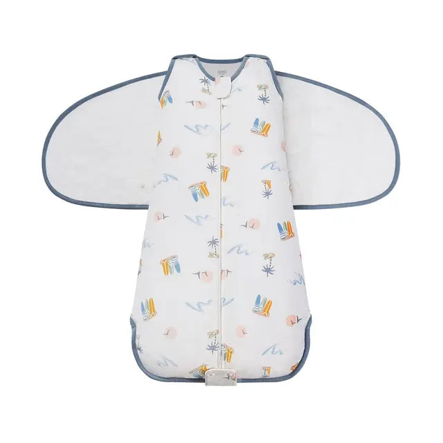 Nest Designs Bamboo Muslin Swaddle Sleep Bag | 0.5 TOG - Pastel Waves