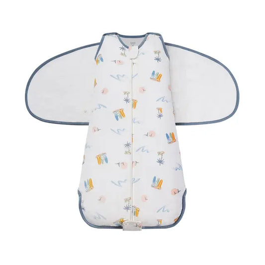 Nest Designs Bamboo Muslin Swaddle Sleep Bag | 0.5 TOG - Pastel Waves