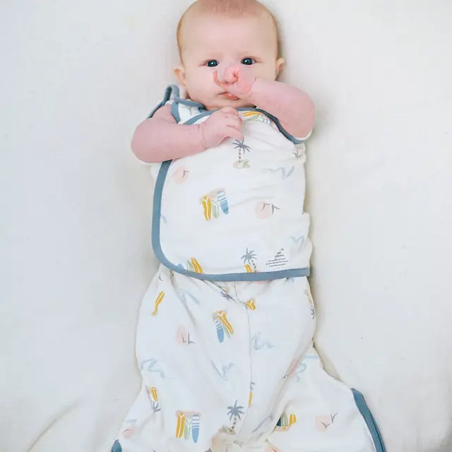 Nest Designs Bamboo Muslin Swaddle Sleep Bag | 0.5 TOG - Pastel Waves