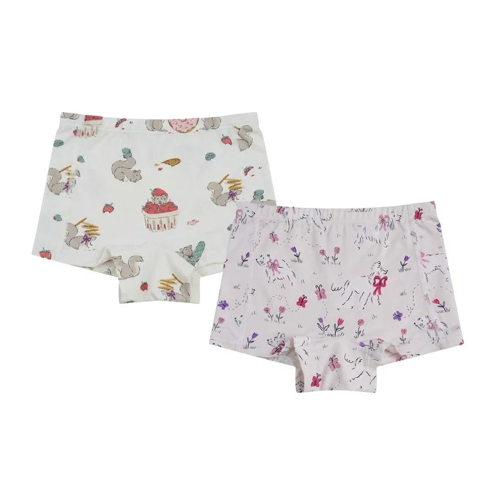 Nest Designs Girls Boy Short Underwear (2 pack) - Doggie Meadow/ Very Squirrelly