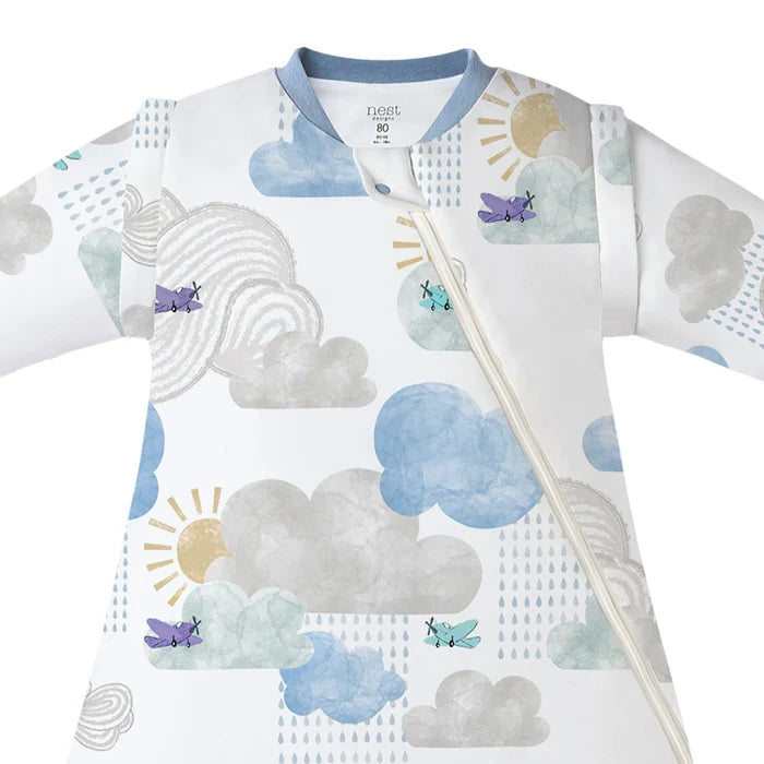 Nest Designs Removable Long Sleeve 1.0 TOG Sleep Bag - Fluffy Puffs