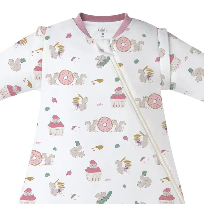 Nest Designs Removable Long Sleeve 1.0 TOG Sleep Bag - Very Squirrelly