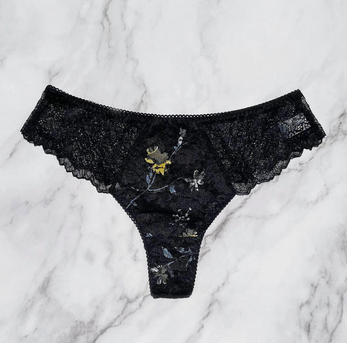 Night Garden Thong | Black