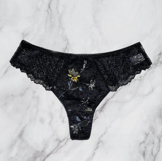Night Garden Thong | Black