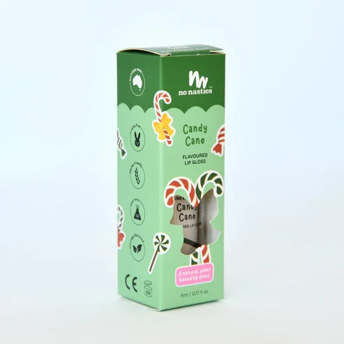No Nasties Christmas Limited Edition Natural Kids Lip Gloss Candy Cane