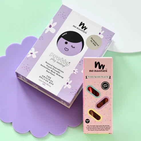 No Nasties Nancy Purple Kids Makeup Deluxe Box and Twinkle Sprinkle Brush Set