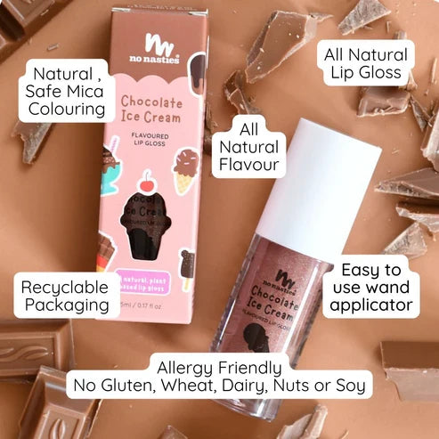 No Nasties Natural Kids Lip Gloss - Chocolate Ice-Cream