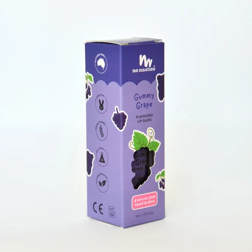 No Nasties Natural Kids Lip Gloss - Gummy Grape - Pastel Purple Shimmer