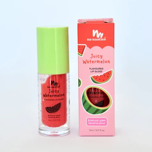 No Nasties Natural Kids Lip Gloss - Juicy Watermelon - Bright Watermelon Coloured