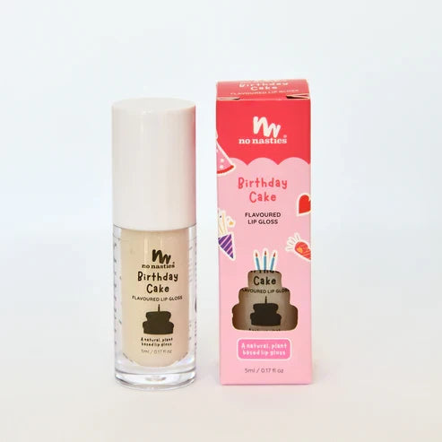 No Nasties Natural Lip Gloss - Birthday Cake - Shimmery Clear