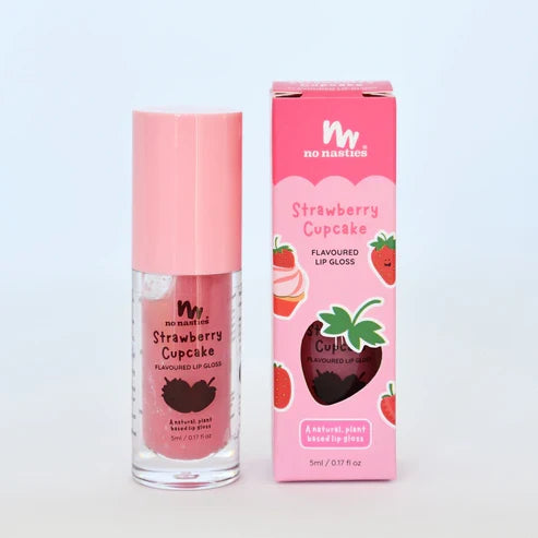 No Nasties Natural Lip Gloss - Strawberry Cupcake - Shimmery Pastel Pink
