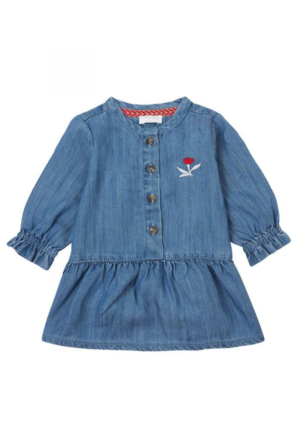 Noppies Long Sleeve Dress Felines - Medium Blue Denim