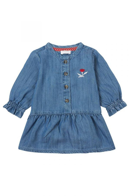 Noppies Long Sleeve Dress Felines - Medium Blue Denim