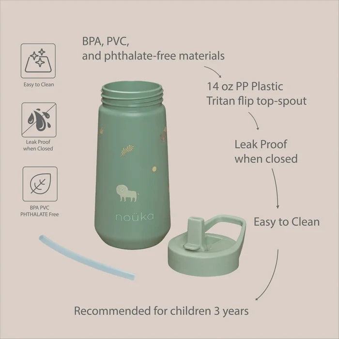 Nouka Flip-Top Straw Dinking Bottle 14oz