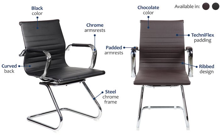 Office Express Adjustable Task Chrome Office Chair - Black