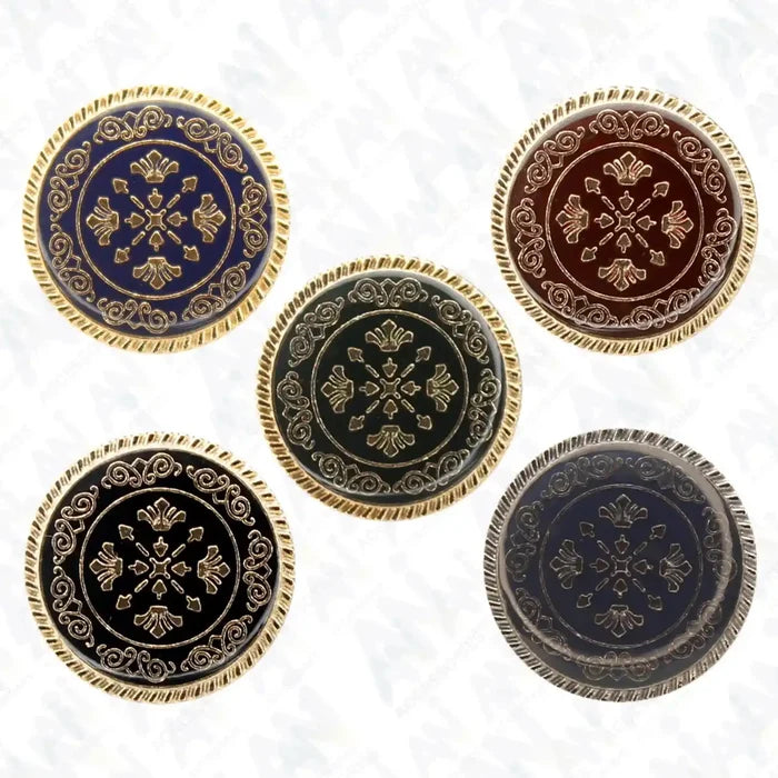 Ornate Metal Buttons with Floral Motif | 17mm(27L) & 21mm(34L)