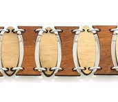 Oval pillar laser-cut wood bracelet, second colorway, made in USA