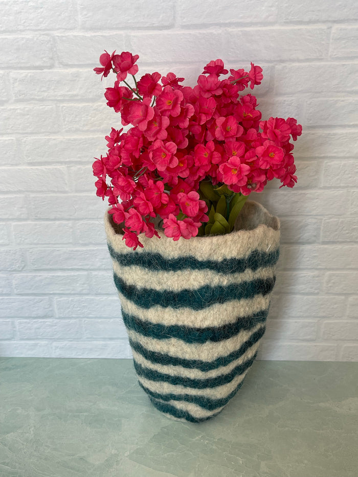 Pathways Felted Table Vase in Teal