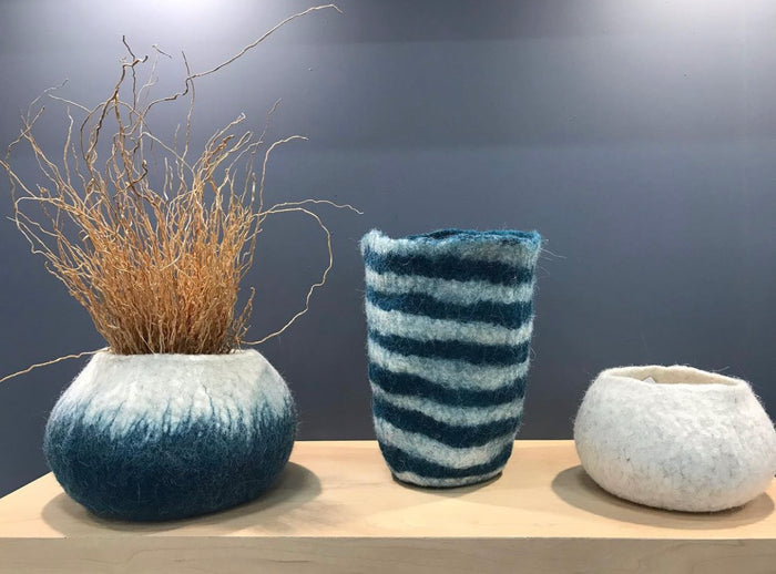Pathways Felted Table Vase in Teal
