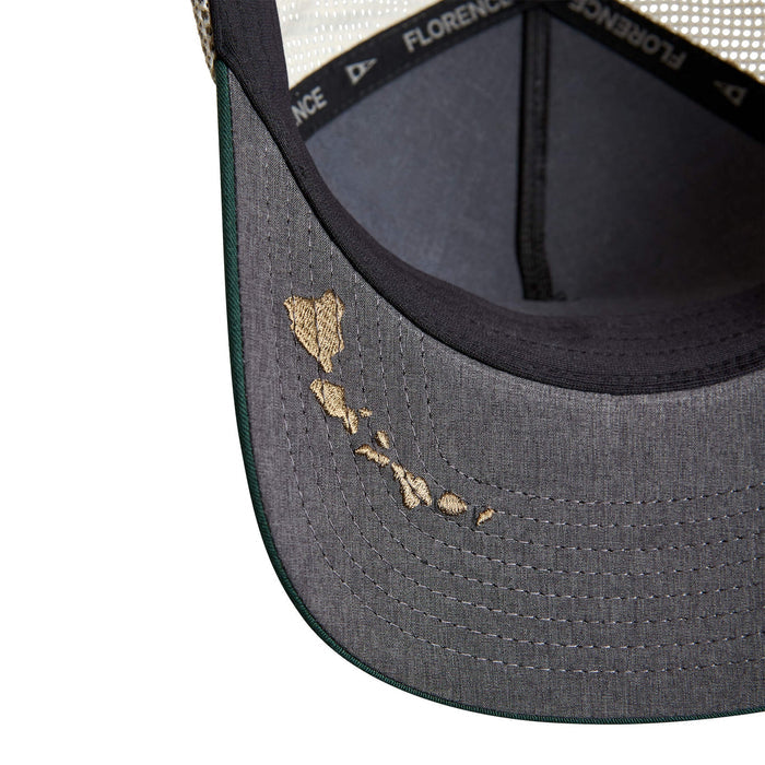 Florence Marine X Patrol Trucker Hat embroidered Florence Hawaii appliqué detail
