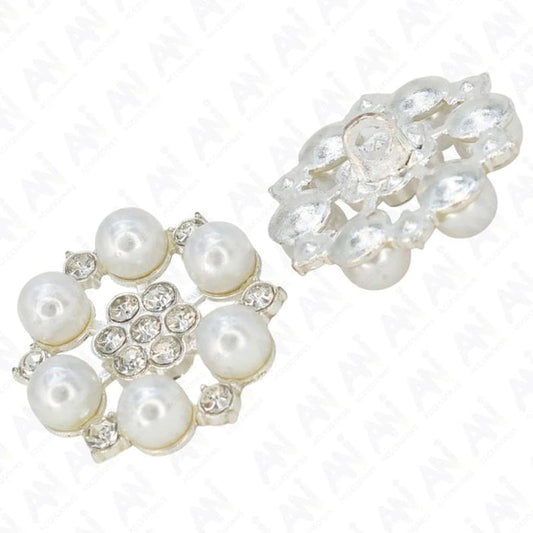 Pearl Floral Style Silver Buttons | 25mm(40L)