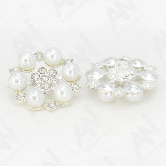 Pearl Floral Style Silver Buttons | 25mm(40L)