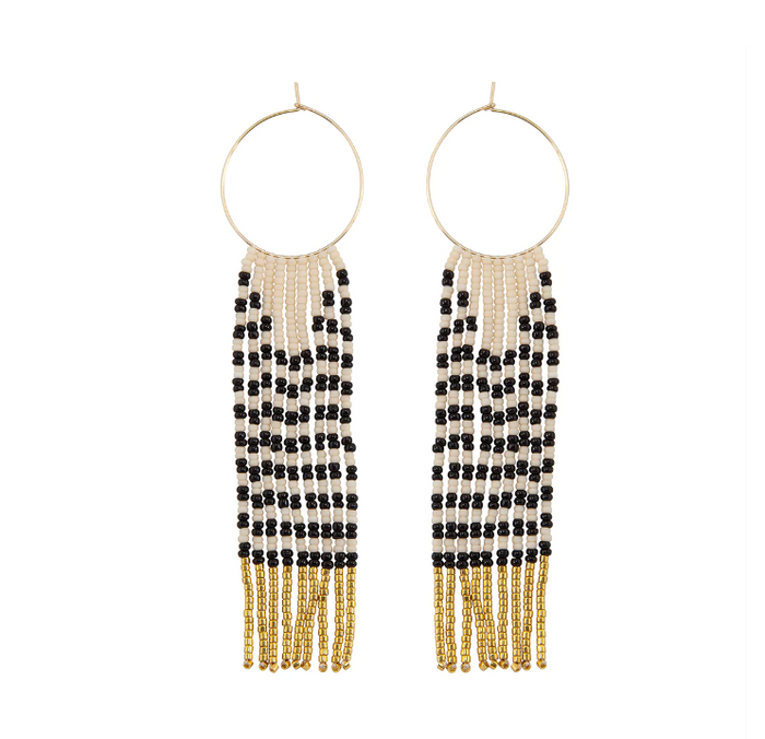 Pembetau Zebra Hoop Earrings - Pale Pink, Black & Gold