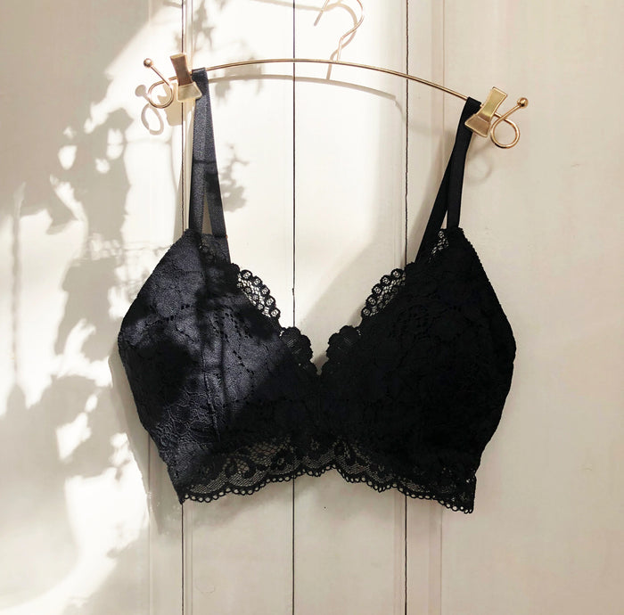 Peony Triangle Bralette | Black