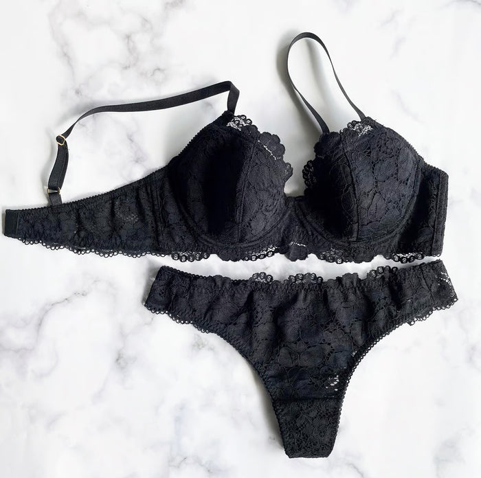 Peony Underwire Bra | Black