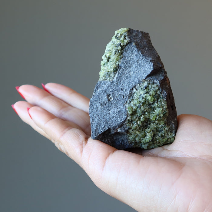 Peridot Cluster Basalt Stone Green Island Volcano Gem