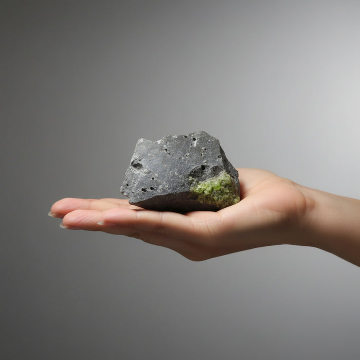 Peridot Cluster Basalt Stone Green Island Volcano Gem