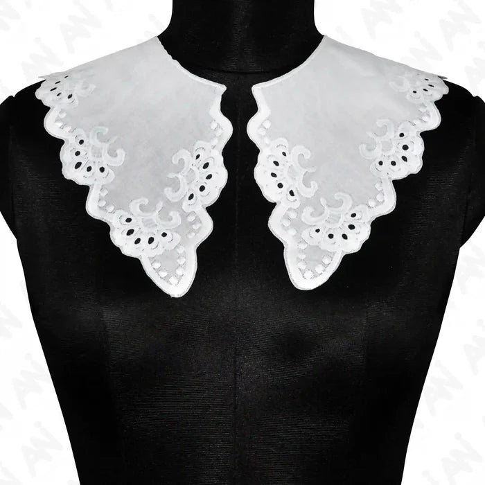 Peter Pan Cutwork Neck Collar by Ani Accessories with intricate floral detailing for dresses and blouse styling looks