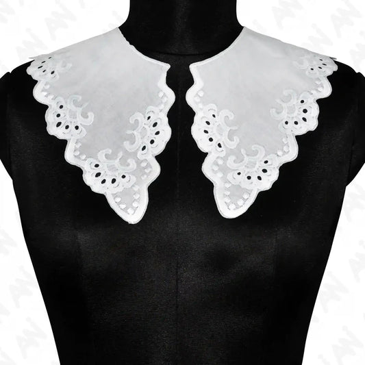 Peter Pan Cutwork Neck Collar by Ani Accessories with intricate floral detailing for dresses and blouse styling looks