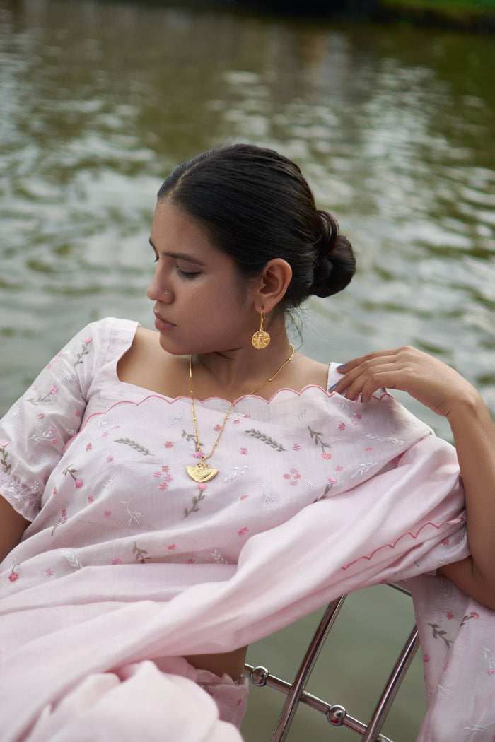 Pink Pepper │Pink handwoven chanderi sari - kavana.in