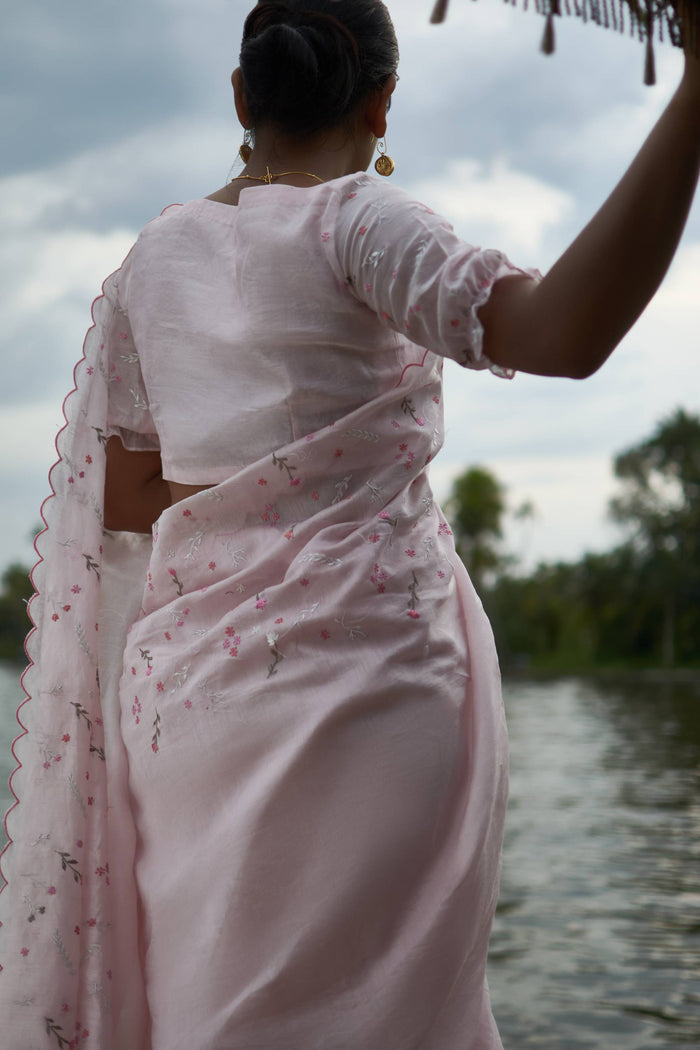 Pink Pepper │Pink handwoven chanderi sari - kavana.in