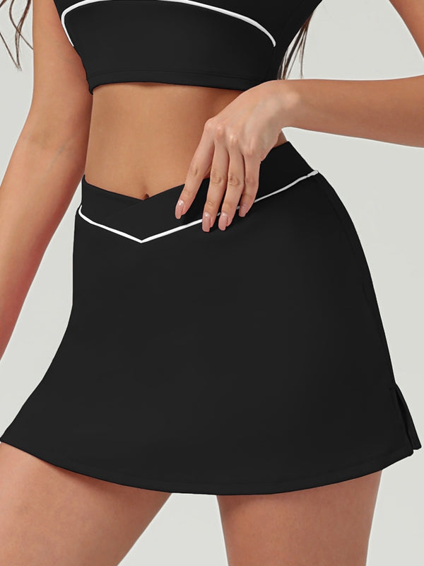 Pocket V-shape Waist 2 In1 Skirt